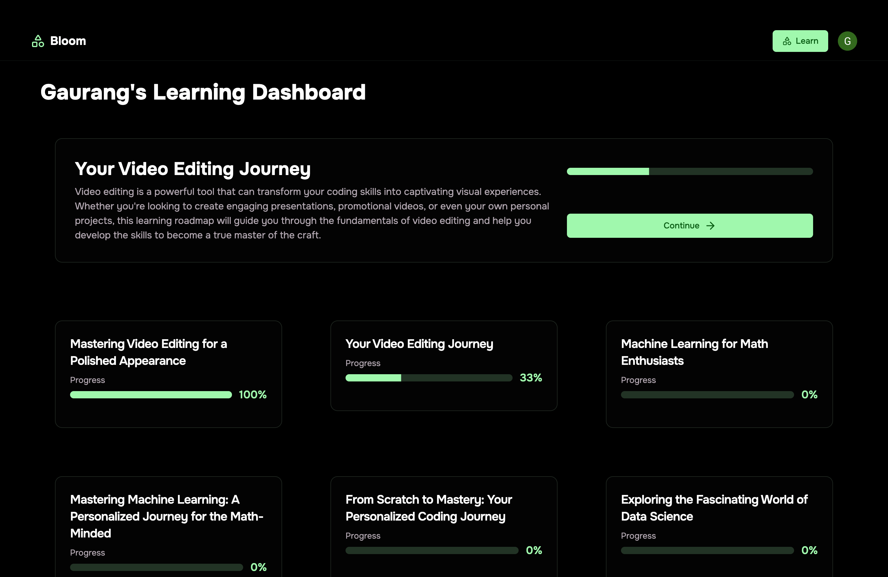 Your personalized learning dashboard